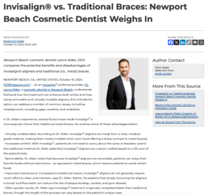 Newport Beach Cosmetic Dentist on Invisalign vs. Traditional Braces